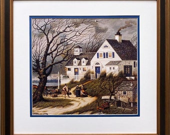 Charles Wysocki &quot;Checking in on Olde Martha&#39;s Vineyard&quot; New CUSTOM FRAMED Art