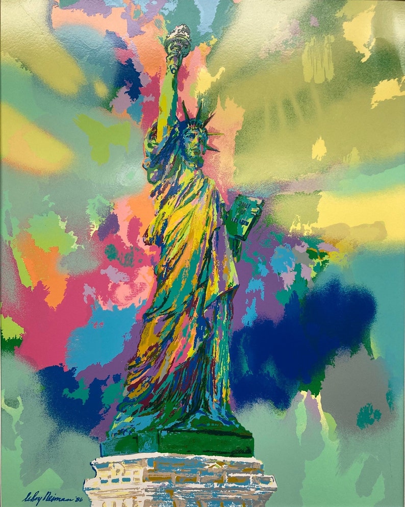 Leroy Neiman statue of Liberty Custom Framed Art Etsy