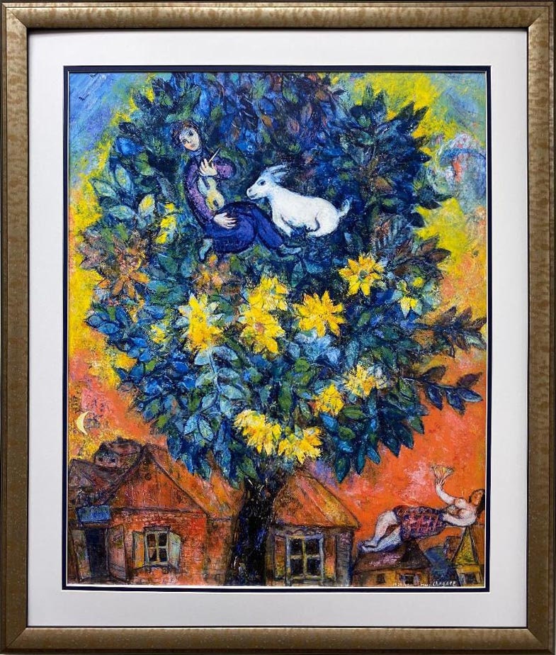 子犬　Marc Chagall 抽象画 金色フレーム 子犬様専用 Marc Chagall 抽象画 金色フレーム