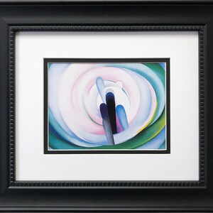 Georgia O&#39;Keeffe &quot;Grey Blue & Black- Pink Circle&quot; Custom Framed Art Print