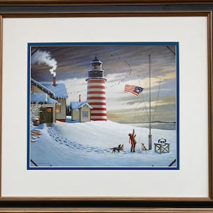 Charles Wysocki &quot;West Quoddy Head Light&quot; New CUSTOM FRAMED Art Americana