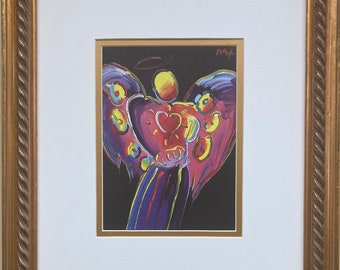 Peter Max "Angel With Heart" (sm) NEWLY CUSTOM FRAMED Pop Art