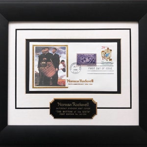 Norman Rockwell &quot;Bottom of the 6th&quot; Stamp Limited Edition Framed Art