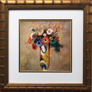 Odilon Redon &quot;Wildflowers in Long Necked Vase&quot; Custom Framed Art Print