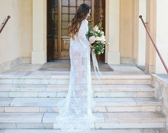 Windsor Lace Bridal Robe with Train