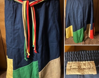 Tumbleweeds Primary Color Vintage A-Line Skirt, Sz. Lg