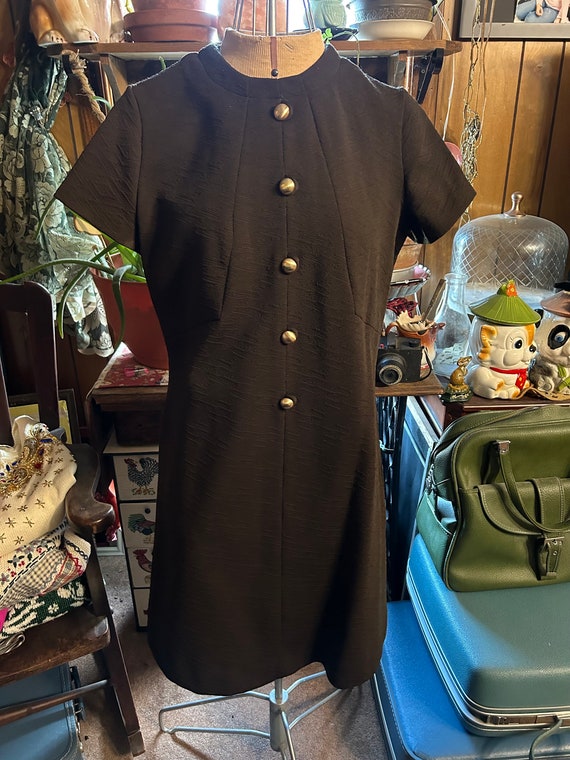 Gloria Dawson Fashion Brown Cap Sleeve Sheath Dress Sz. LG