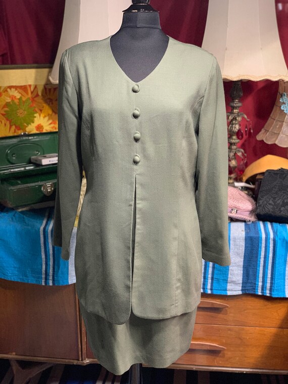 VOLUP Depeche Mode Moss Green Mock Suit Dress, Sz… - image 2