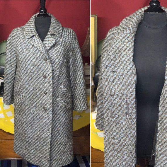 Edith Bunker, Vintage Houndstooth Car Coat, XL - Gem