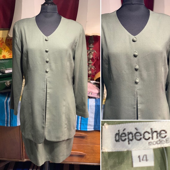 VOLUP Depeche Mode Moss Green Mock Suit Dress, Sz… - image 1