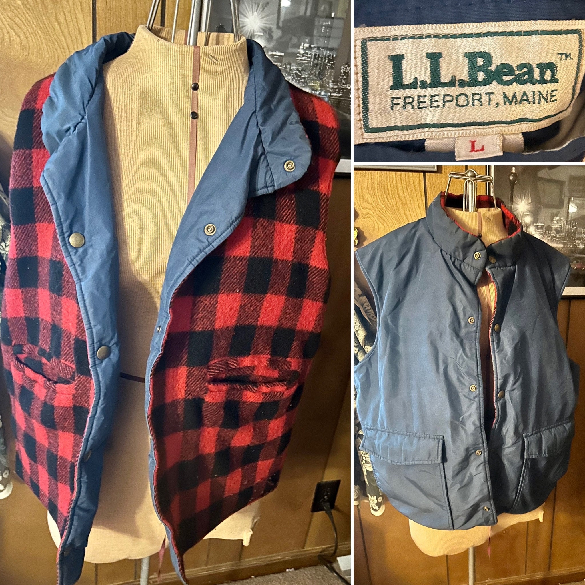 Ll bean plaid vest Clearance