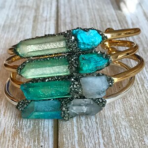 Aqua Personalized-gifts for her, aura bracelet for women, birthstone jewelry for mom, boho cuff, unique 40th, 60th, best friend gifts