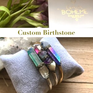 Personalized-gifts for her, personalized gemstone bracelet for women, birthstone jewelry for mom, boho, 40th, 60th, best friend gifts, March image 2