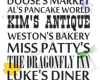 Stars Hallow, Connecticut, Gilmore Girls Addict, Town Landmarks, SVG File, Digital Print, PNG, PDF, Cut File, Silhouette, Cricut