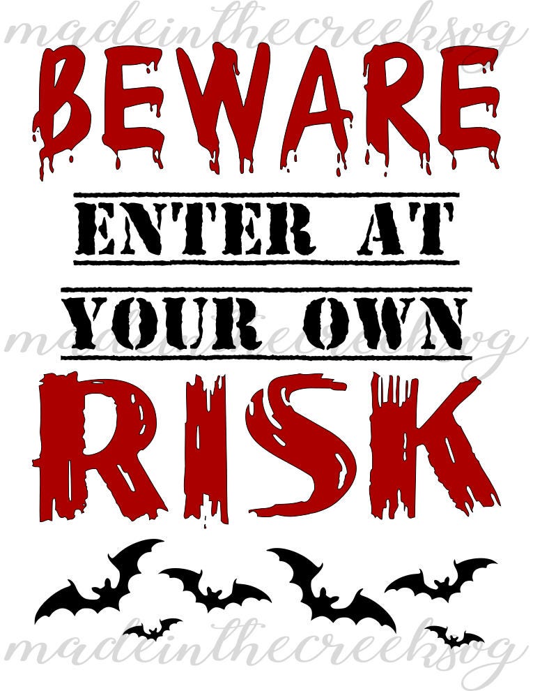 Halloween Beware Enter At Own Risk Bats October Quotes | Etsy
