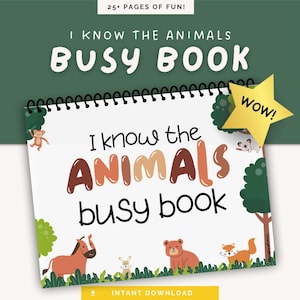 Animals Busy Book Printable: Toddler Learning Activities (Digital Download)