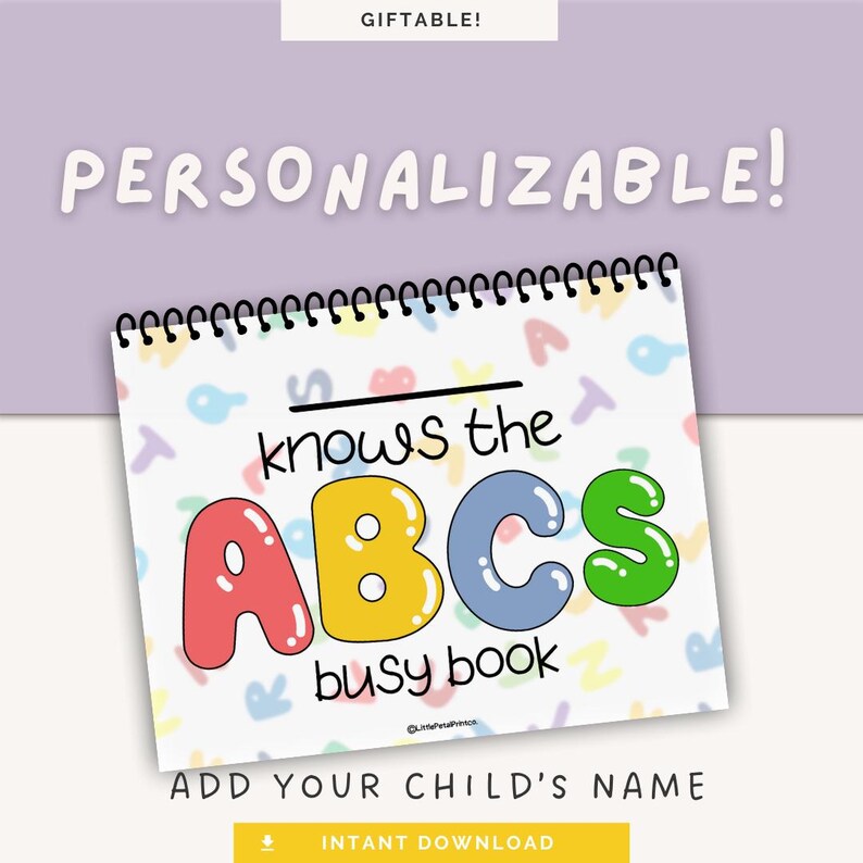 Alphabet Busy Book Printable: Kids Learning Activity (digital Download ...