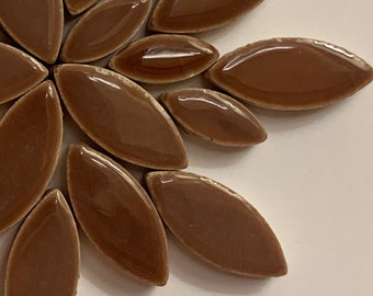 Mosaic Tiles/ Cocoa Brown Petals Ceramic Tile Mix (35-40 count)//Mosaic Tiles//Mosaic Supply//Mosaic Surplus