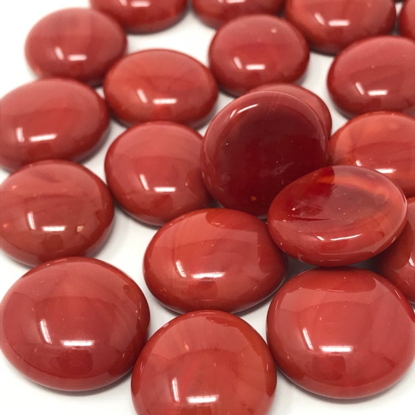 Mosaic Tiles/ Medium Red Opaque Glass Gems 17-19mm/100g (+\-25pc) Cabochons//Mosaic Glass//Mosaic Surplus//Mosaic Supplies