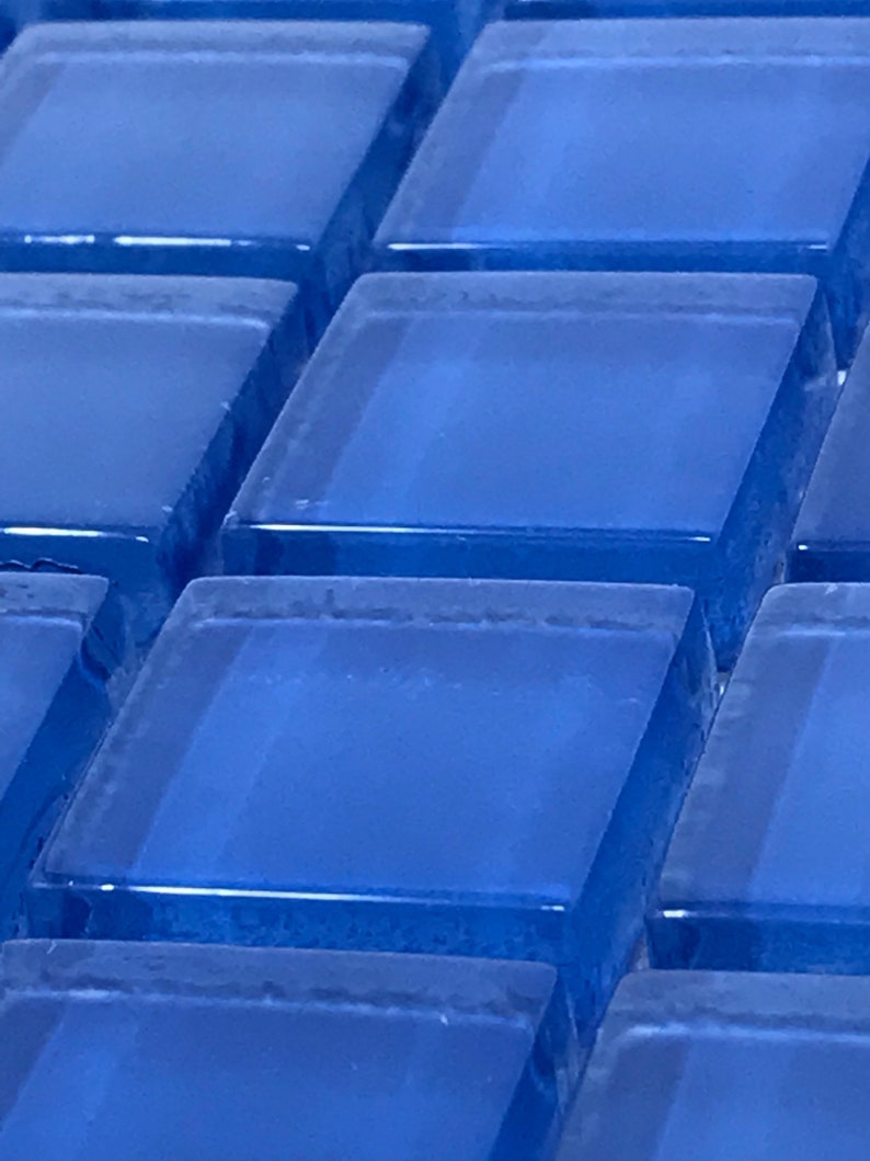 1 Blue Glass Tiles 9pc Etsy