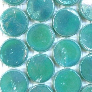 Mosaic Tiles/ Borneo Teal Iridized Glass Penny Rounds (18mm)(25count)//Glass Tiles //Mosaic Tiles//Mosaic Surplus