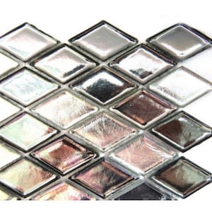 Mosaic Tiles/ Silver Metallic Glass Diamonds 14 pieces//Mosaic Tiles// Mosaic Surplus //Mosaic Supplies