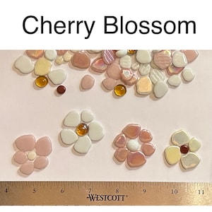 Mosaic Tiles/Botanical Mix Glass Petals 1/4 pound 75pc Sakura Petal Mix/mosaic surplus Cherry Blossom