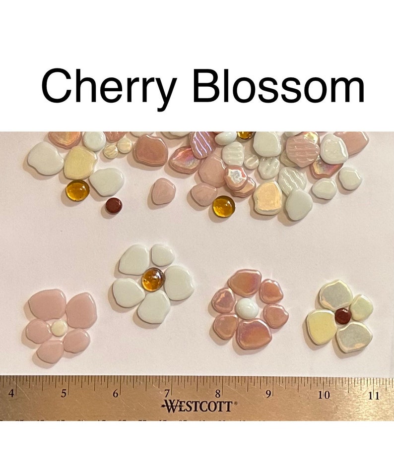 Mosaic Tiles/Botanical Mix Glass Petals 1/4 pound 75pc Sakura Petal Mix/mosaic surplus Cherry Blossom