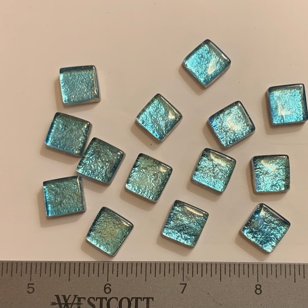 Mosaic Tiles 12mm Hand Made Bright Azure Luminescent Metallic Glass Mosaic Tiles (25pc)Mosaic Tiles/Craft/Mosaic Surplus/Jewelry