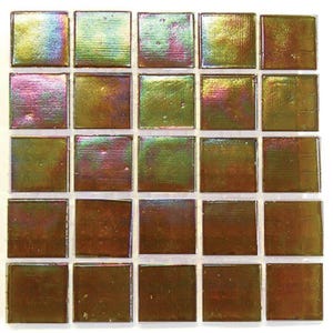 Mosaic Tiles/ 25 Tiles Dark Raw Honey Iridescent Glass Tiles 9/16&quot;//Mosaic Tiles//Mosaic Surplus