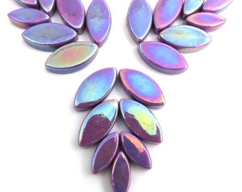 Mosaic Tiles/Vibrant Purple Iridescent Glass Petal Mix //50g//+/-24pc//Mosaic Surplus