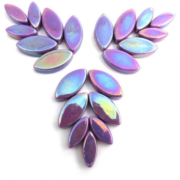 Mosaic Tiles/Vibrant Purple Iridescent Glass Petal Mix //50g//+/-24pc//Mosaic Surplus