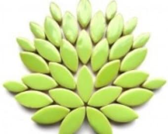 Kelly Green Ceramic Petal Mix (35-40 count)//Green Petals//Mosaic Tiles//Mosaic Surplus