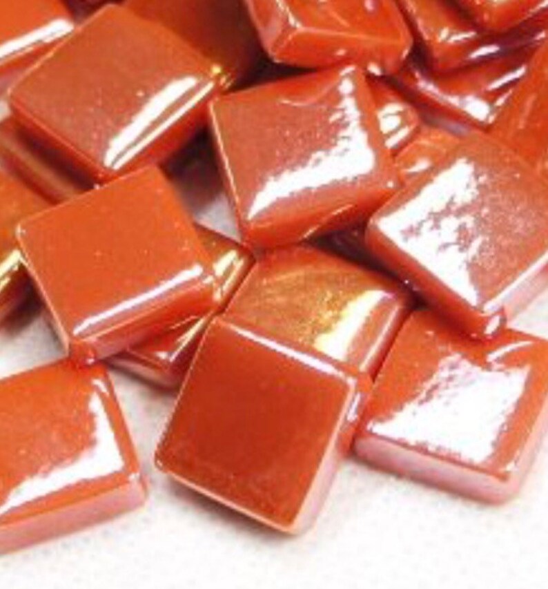 Pu&ograve; includere: Un mucchio di piccole piastrelle quadrate in ceramica, lucide e di colore terracotta.