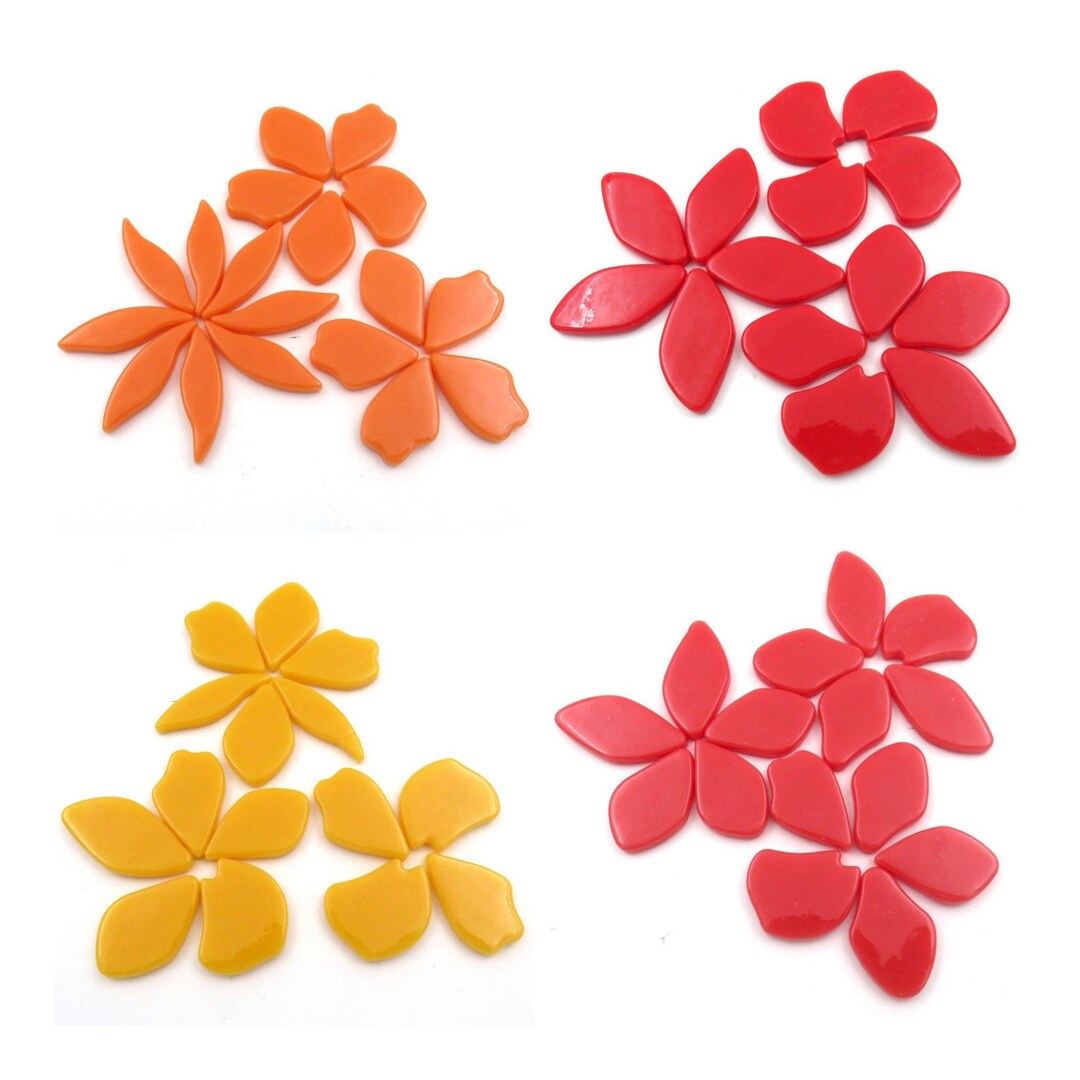 Mosaic Tiles// 50g Glass Flower Petal Shapes//choose From 4 Warm Colors
