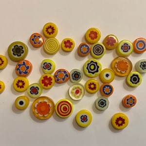 Mosaic Tiles/Yellow-Orange Millefiori Glass Mix 1 ounce (+/- 25pc)//COE 90
