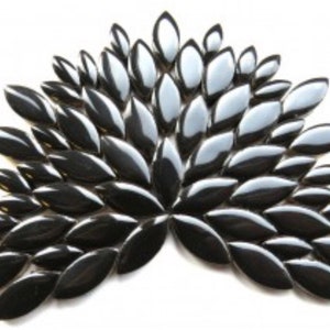 Black Ceramic Petal Mix (35-40 count)//Black Petals//Mosaic Tiles//Mosaic Surplus