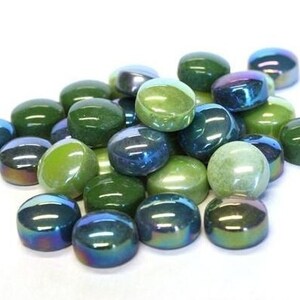 Mosaic Tiles/The Forest Green Mix 12mm Glass Drop Mix (100g)//Blue Mosaic Tiles//Mosaic Glass Cabochons//Mosaic Surplus