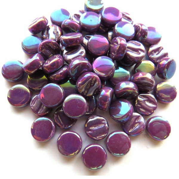 Mosaic Tiles/ 100 MINI 8mm Grape PEARLESCENT Darling Dotz//Mosaic Supplies//Mosaic Surplus//Mosaic Glass