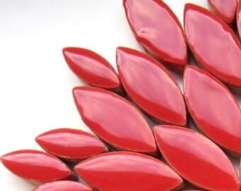 Poppy Red Ceramic Petal Mix (35-40 count)//Red Petals//Mosaic Tiles//Mosaic Surplus