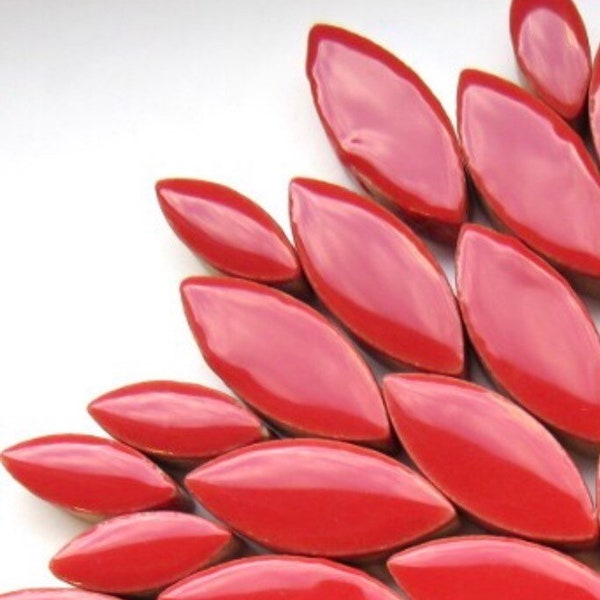 Poppy Red Ceramic Petal Mix (35-40 count)//Red Petals//Mosaic Tiles//Mosaic Surplus