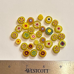 Mosaic Tiles/Yellow Millefiori Glass Mix 1 ounce (+/- 25pc)//COE 90