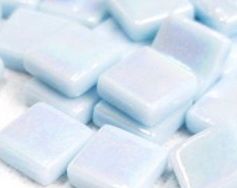 12mm(1/2") Baby Blue Pearlized Recycled Glass Square Mosaic Tiles(50pc)//Mosaic Surplus//Mosaic Supplies