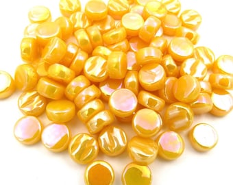 100 MINI 8mm Goldenrod PEARLESCENT Darling Dotz//Mosaic Supplies//Mosaic Surplus//Mosaic Glass