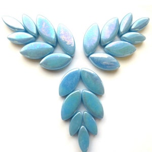 Mosaic Tiles/Turquoise Blue Iridescent Glass Petal Mix //50g//+/-24pc//Mosaic Surplus