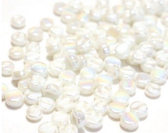 Mosaic Tiles/ 100 MINI 8mm White PEARLESCENT Darling Dotz//Mosaic Supplies//Mosaic Surplus//Mosaic Glass