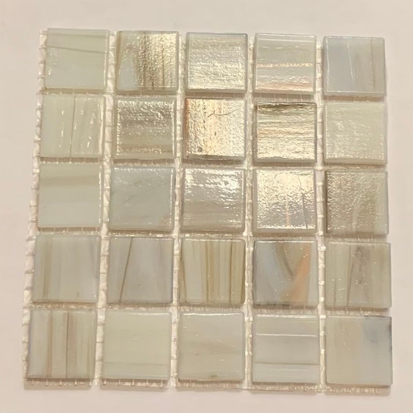 3/4" White-Grey-Brown Wispy Metallic Mosaic Glass Tile (25) // Mosaic Tiles // Mosaic Suplies // Mosaic Surplus