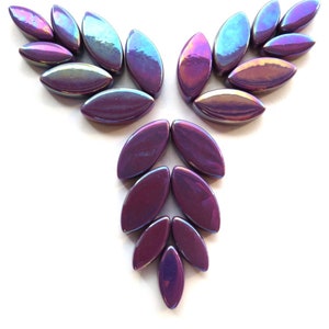 Mosaic Tiles/Grape Purple Iridescent Glass Petal Mix //50g//+/-24pc//Mosaic Surplus