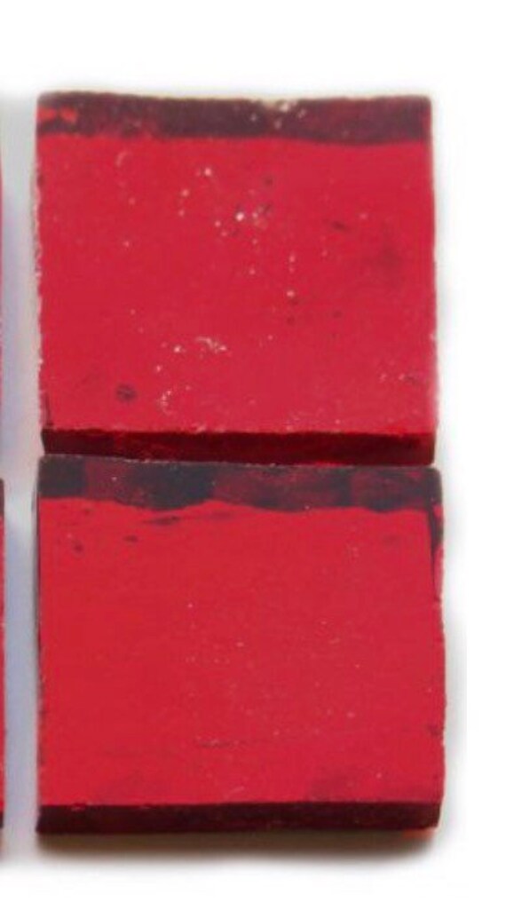 Mosaic Tiles 3 4 12pc Deep Red Wavy Mirror Square Pieces Surplus