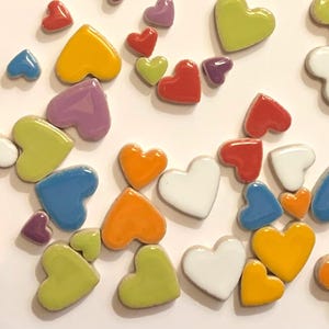 Mosaic Tiles/Mixed Colors Ceramic Hearts Mix//50g mix of 3 sizes// +\- 35pc//Mosaic Surplus